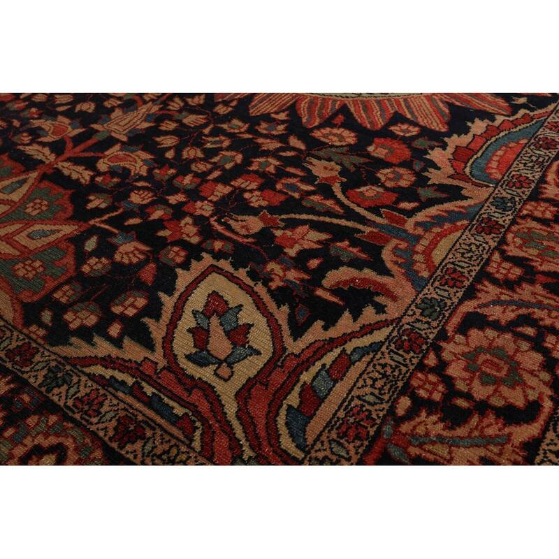 Hand Knotted Antique Midnight Blue Persian Wool Traditional Area Rug - 4' 11'' x 6' 9''