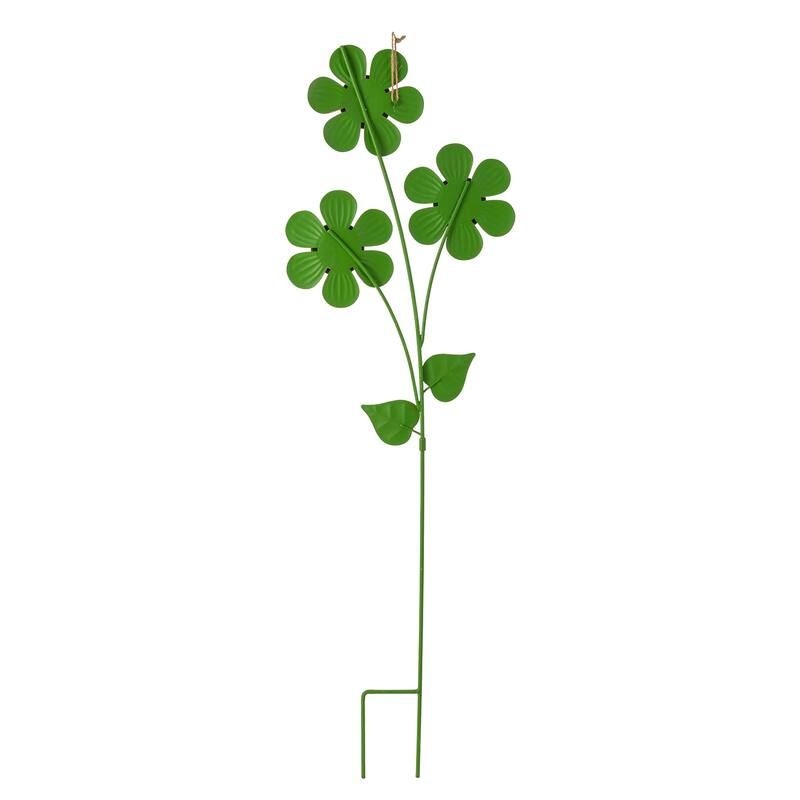 Glitzhome 36"H Metal Garden Triple Happy Face Flower Yardstake Wall Decor