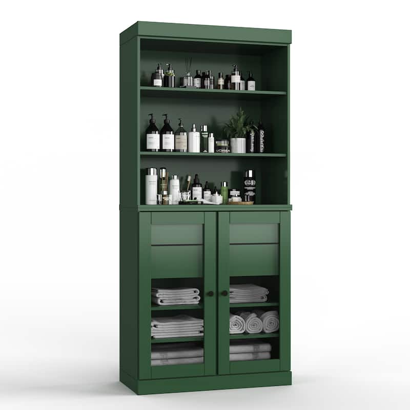 100% Solid Wood 32" Bathroom Cabinet with Optional Doors, 2-Drawers by Palace Imports