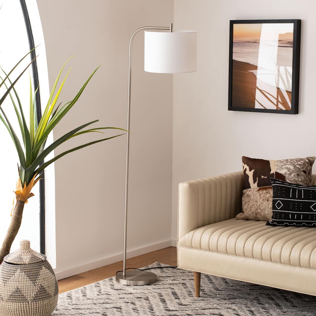 SAFAVIEH Lighting Kyle 62-inch Silver Led Floor Lamp - 17" x 12" x 61.5" - Nickel - 17Wx12Dx62H