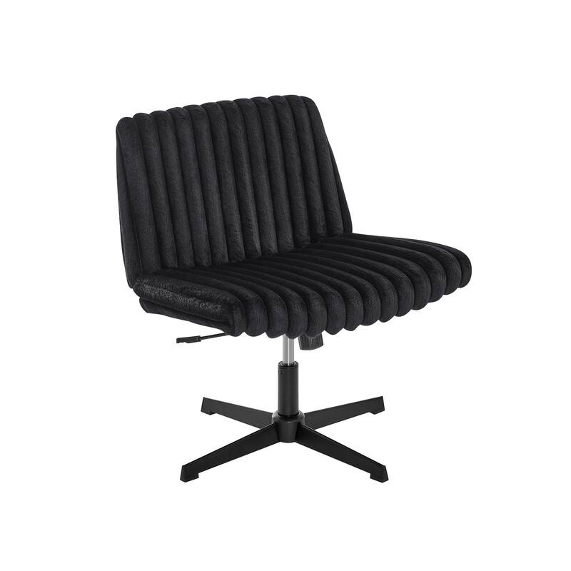 Adjustable Swivel Criss Cross Chair, Wide Seat Office Chair Vanity Chair, Black