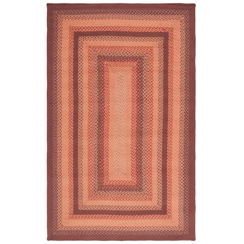 SAFAVIEH Handmade Braided Sylvianne Cotton Rug - 6' Square - Orange/Rust