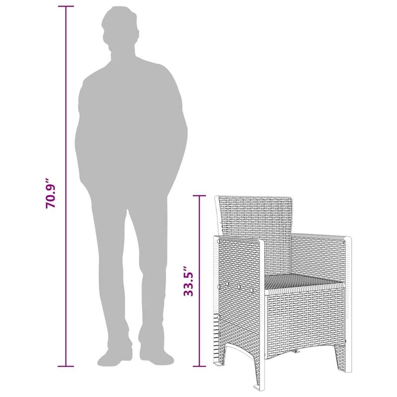 vidaXL Garden Chair 2/4 pcs Anthracite/Brown/White 53 x 49 x 85 cm PP - 53 x 49 x 85 cm