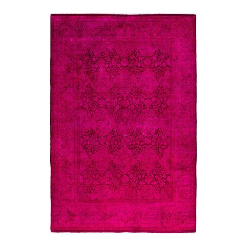 Fine Vibrance One-of-a-Kind Hand-Knotted Area Rug - Pink, 6' 2" x 9' 1" - 6' 2" x 9' 1"