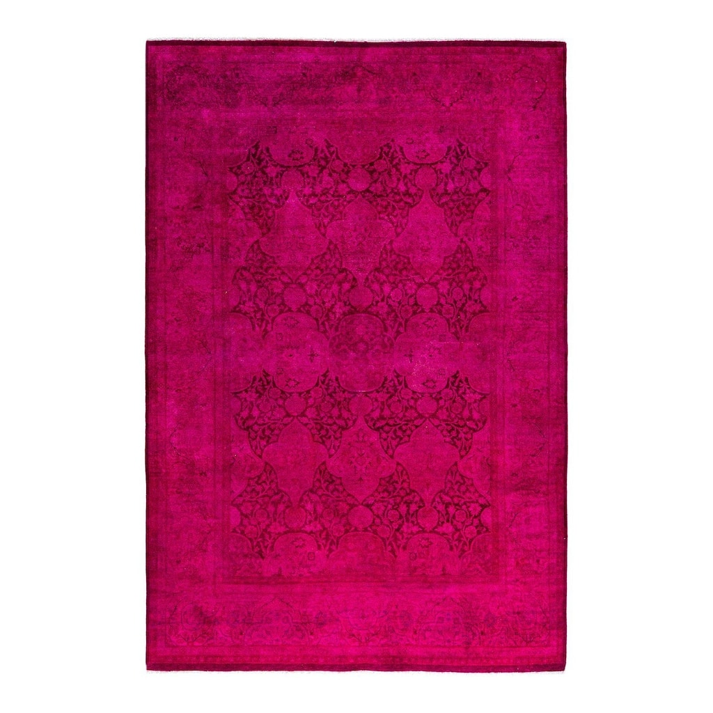 Fine Vibrance One-of-a-Kind Hand-Knotted Area Rug - Pink, 6' 2" x 9' 1" - 6' 2" x 9' 1"