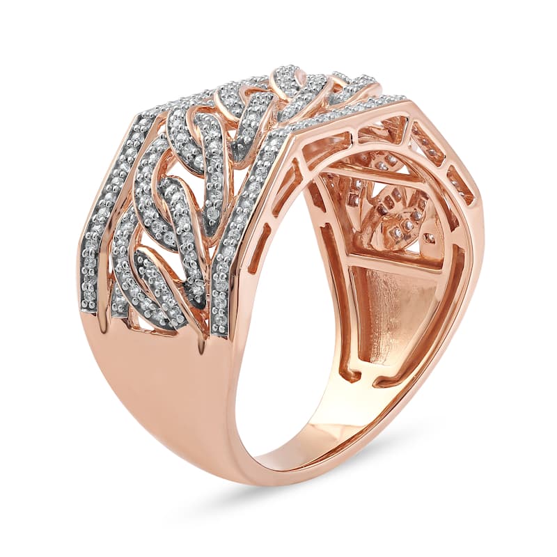 1/2ct TDW Diamond Cuban Link Ring in 10K Gold for Men