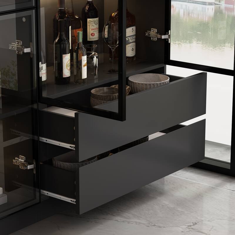 Tall Modular Display Storage Cabinet Bookcase w/Light Home Office