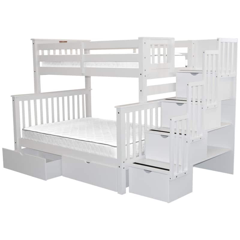 Taylor & Olive Trillium Twin over Full Stairway Bunk Bed, 2 Drawers