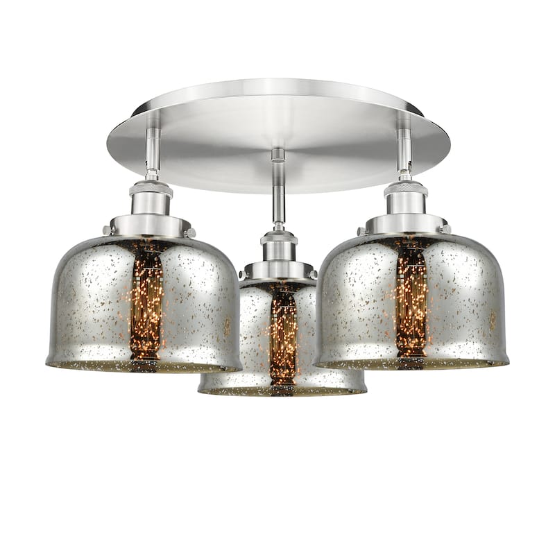 Innovations Lighting Bell - 3 Light 20" Flush Mount - Silver Plated Mercury/Satin Nickel
