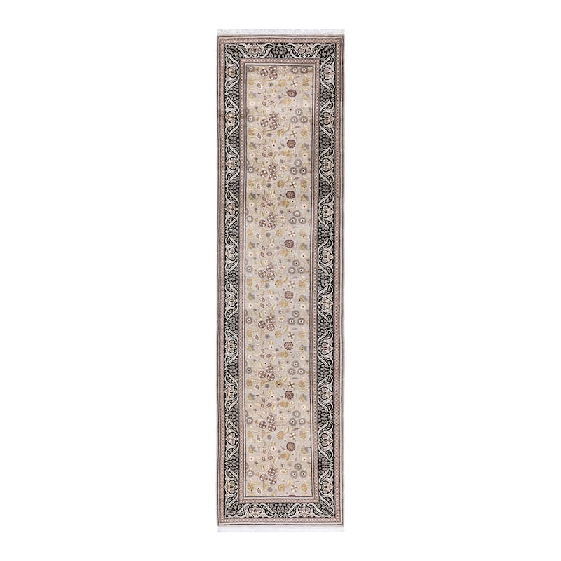 Overton Hand Knotted Wool Vintage Inspired Traditional Mogul Ivory Runner Rug - 10' 6" X 2' 8"