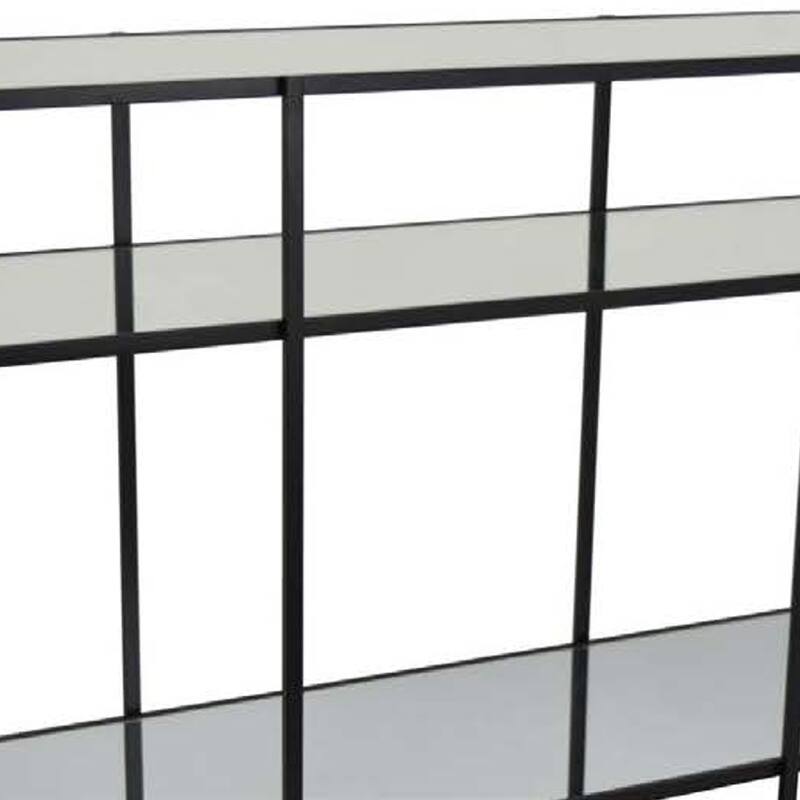 Woly Plant Stand Rack, 2 Glass Shelves, 59 Inch Industrial Black Metal