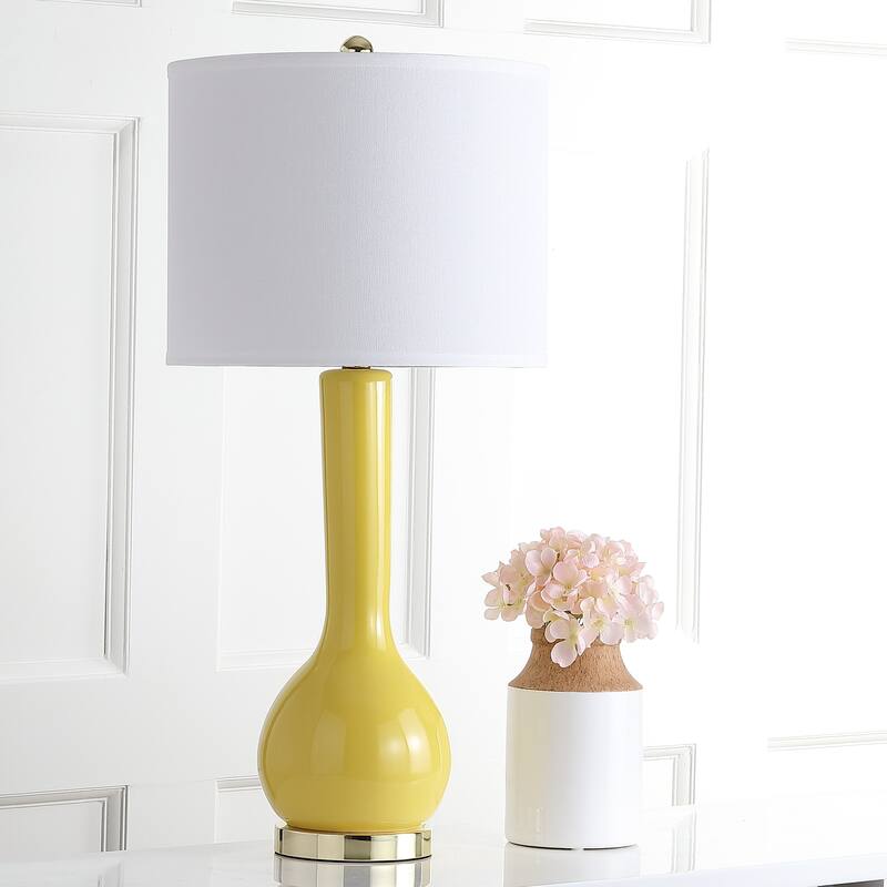 SAFAVIEH Lighting Brigid 31-inch Long Neck Ceramic White Table Lamp (Set of 2) - 14"x14"x30.5" - 14Wx14Dx31H