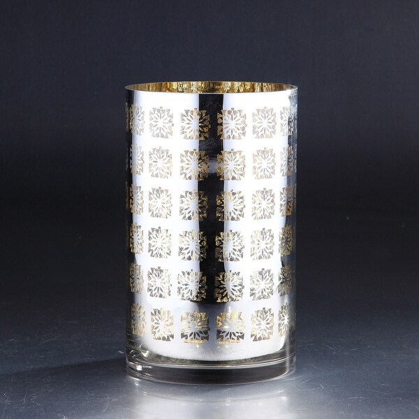 10" Metallic Gold Hurricane Glass Candle Holder - N/A
