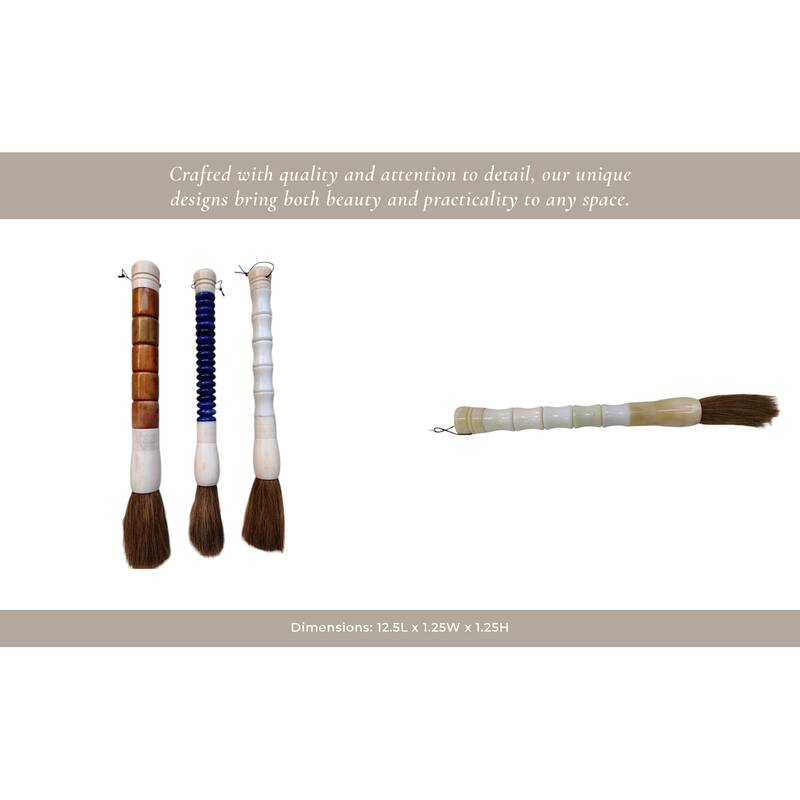 Stone Jade Calligraphy Decorative Brushes (Set of 3) - 1" Green - 12.5" x 1.25" x 1.25"