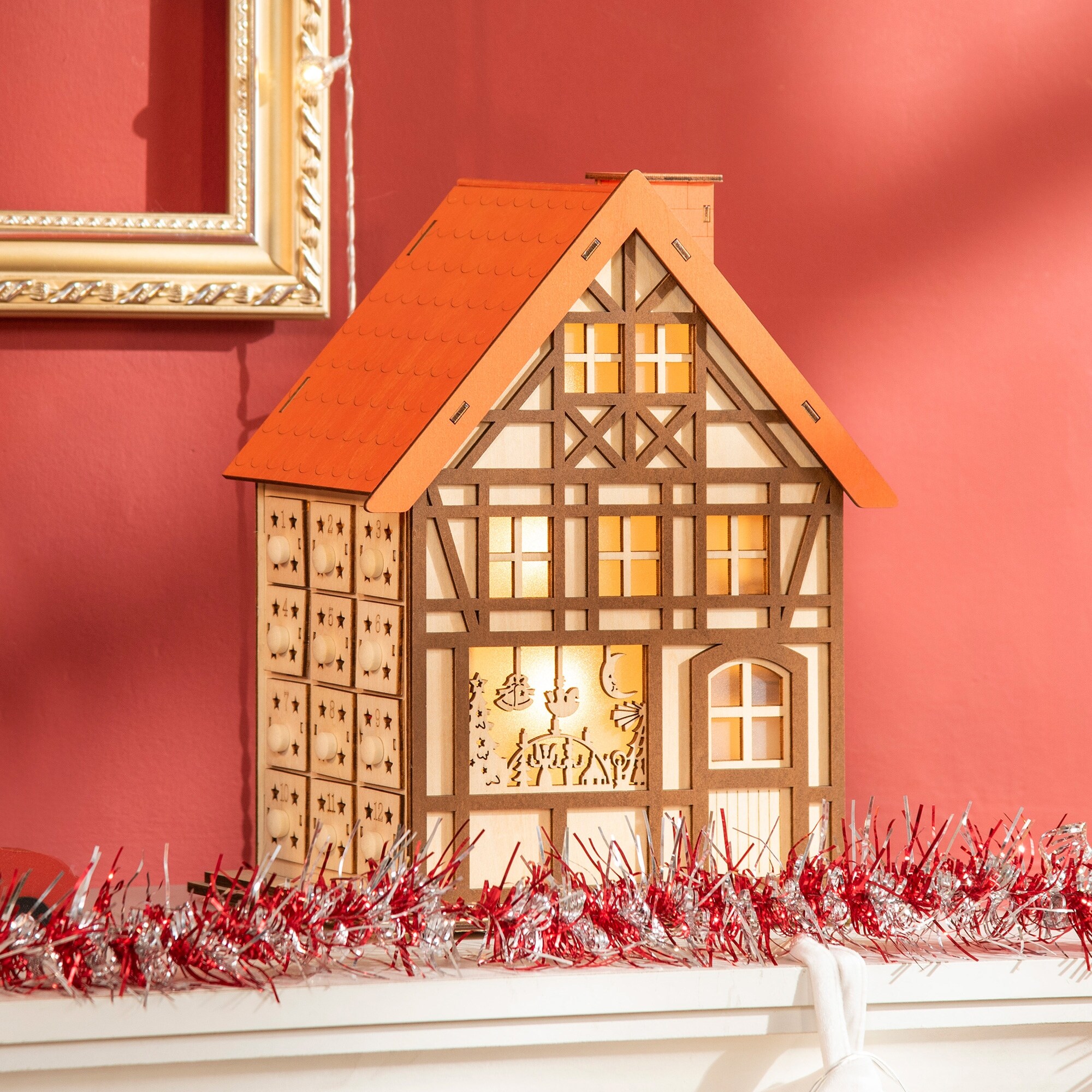 HOMCOM 24 Day Christmas Advent Calendar for Adults & Kids, Wooden Christmas  Decoration - Overstock - 36412749