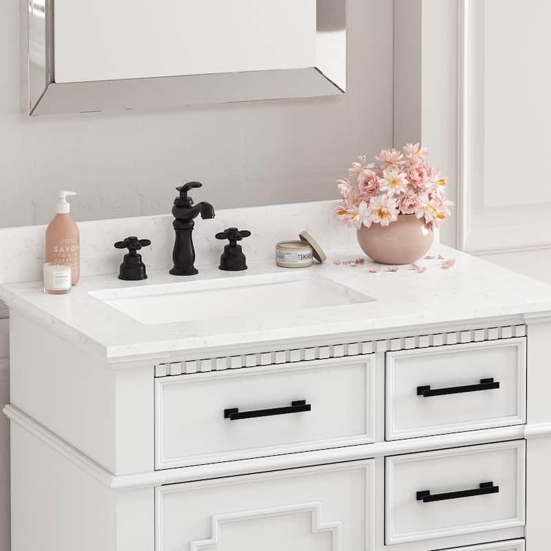 36 Inch Bathroom Vanity with Sink, Soft-Close Sliding Drawers & Cabinet, Bathroom Vanity Cabinet Set in White