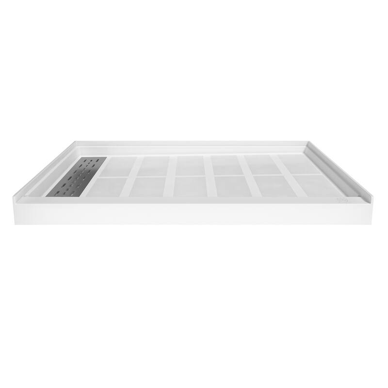 48 in. x 36 in. Elegant White Single Threshold Anti-slip SMC Rectangular Shower Base with Drain and Stainless Steel Drain Cover