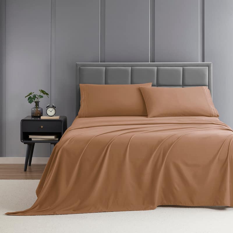 Clara Clark Premium 1800 Series Ultra-soft Deep Pocket Bed Sheet Set - King - Mocha Light Brown