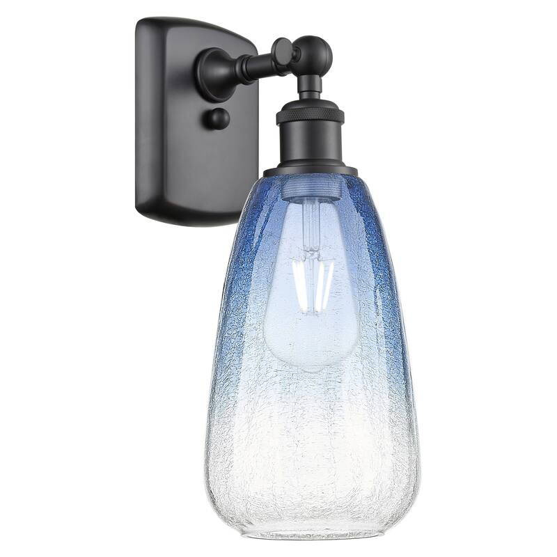 Innovations Lighting Endless Possibilities Ballston - Brookhaven Almond - 1 Light 6" Sconce - Matte Black/Sapphire Blue