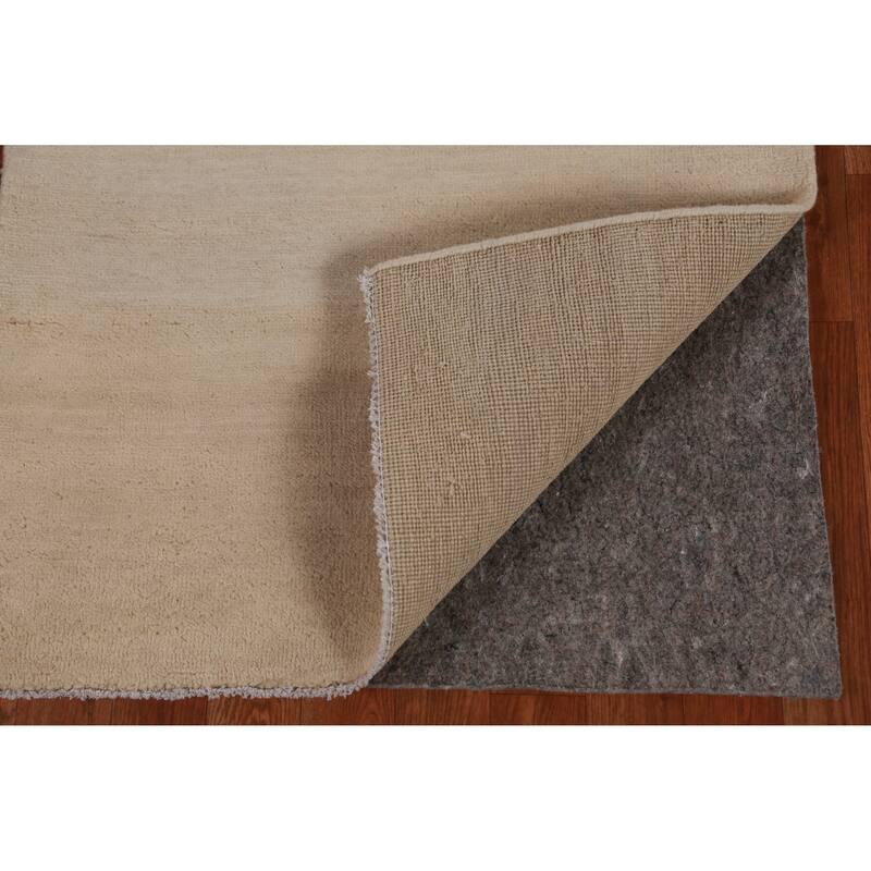 Hand Knotted Oriental 100% Wool Carpet Modern Solid Beige & Ivories Gabbeh Runner Rug - 8' 2'' X 2' 7''