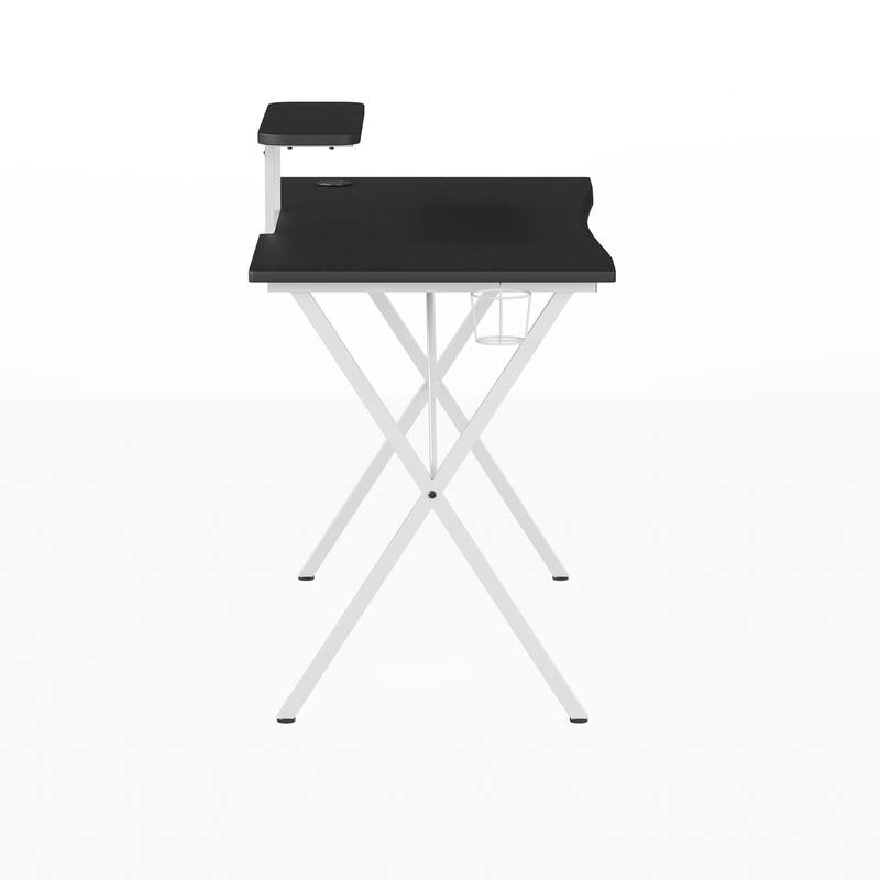 Gaming Desk with Cup Holder, Headphone Hook, and Monitor/Smartphone Stand