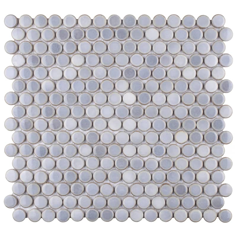 Merola Tile Hudson Penny Round Grey Eye 11-7/8" x 12-5/8" Porcelain Floor and Wall Tile