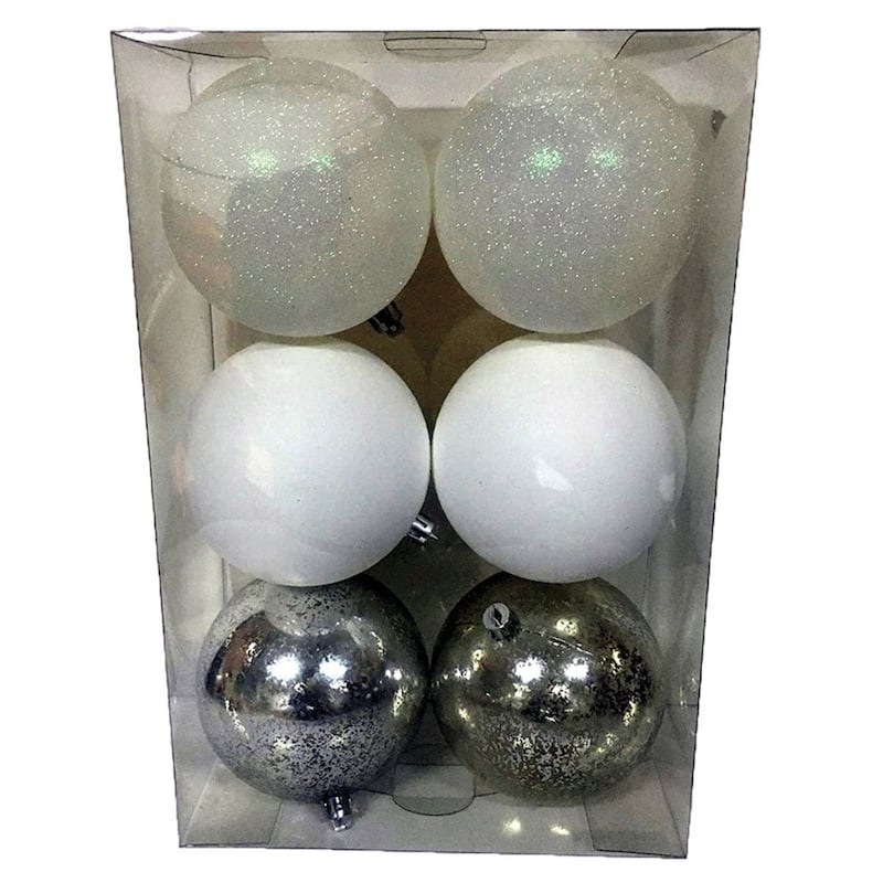 6ct Multi Colored Shatterproof 3-Finish Christmas Ball Ornaments 5" (100mm)