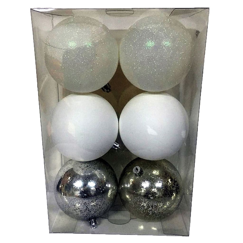 6ct Multi Colored Shatterproof 3-Finish Christmas Ball Ornaments 5" (100mm)