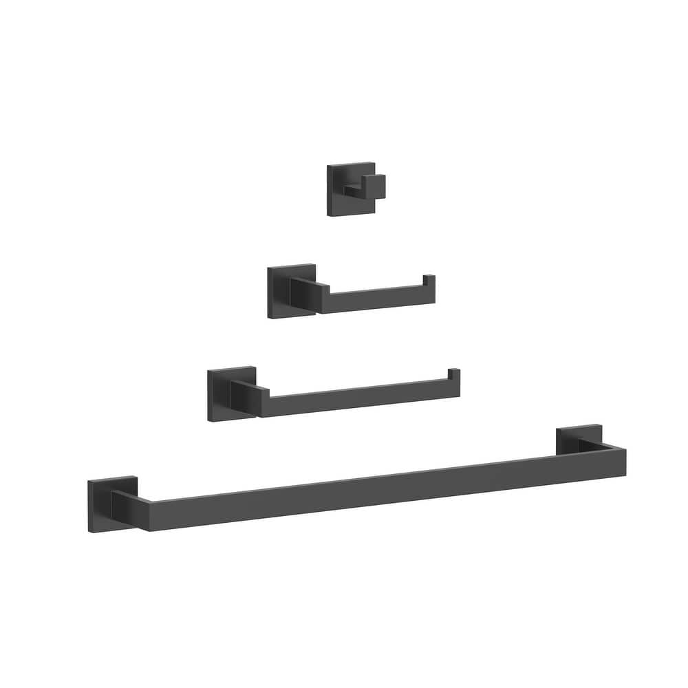 GRANDJOY 4 Piece Bathroom Towel Bar Wall Mounted Towel Rack Paper Towel Holder