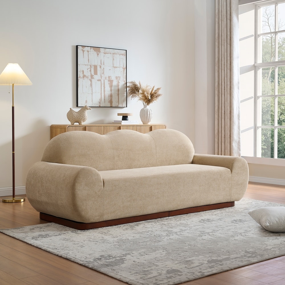 Christopher Knight Home - Cloud Modern Upholstered Chenille Curved 3-Seater Sofa with Round Arms