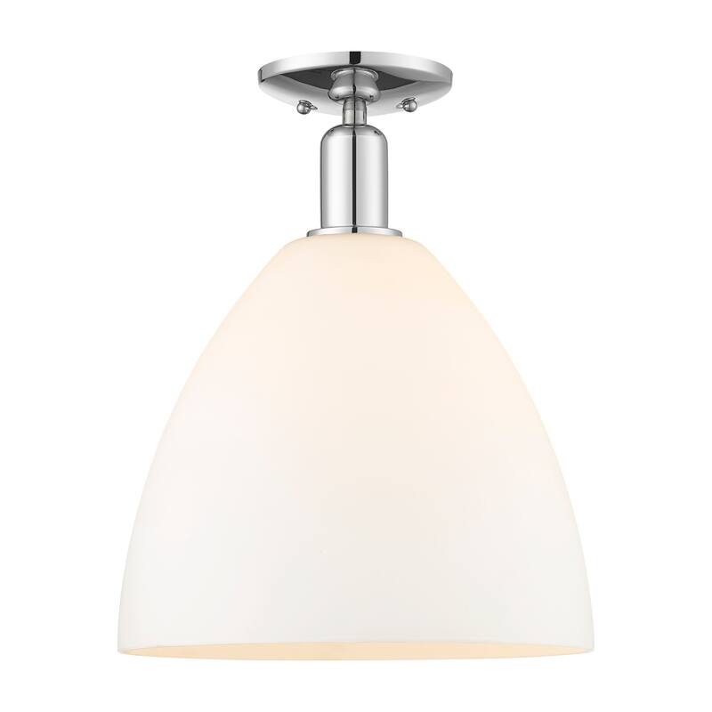 Innovations Lighting Endless Possibilities Arcadia - Bristol - 1 Light 12" Semi-Flush Mount - Polished Chrome/Matte White
