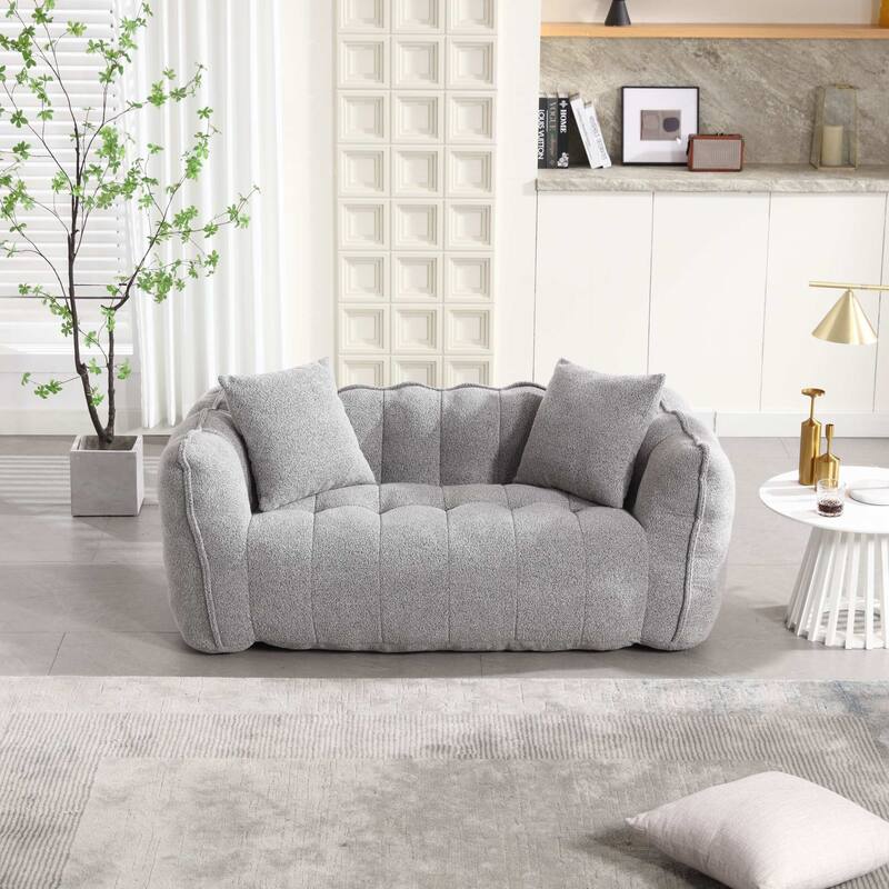 Soft Bean Bag Chair for Adults, Cozy Lazy Bean Bag Sofa, 2 Seat with Armrests for Home