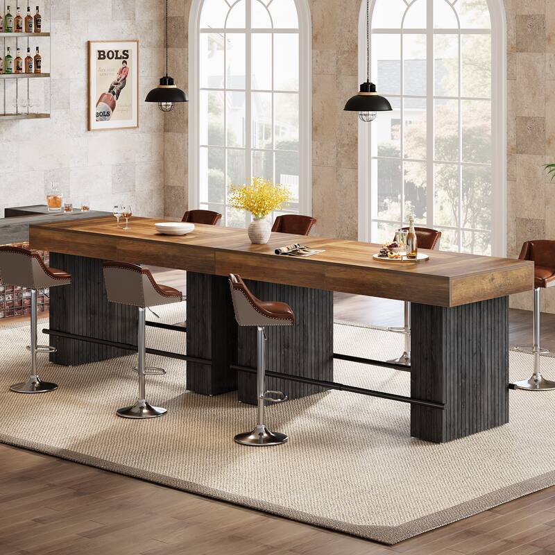 63'' Bar Table, Counter Height Pub Dining Table Home Bar Unit