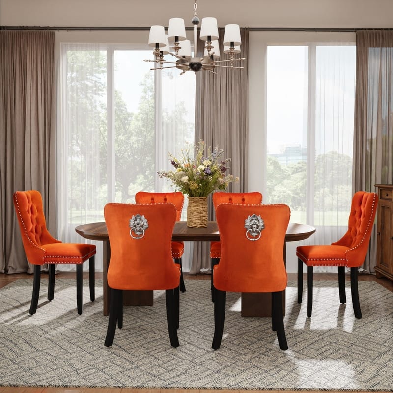 High-end Tufted Velvet Upholstered Nailhead Dining Chair Set of 4