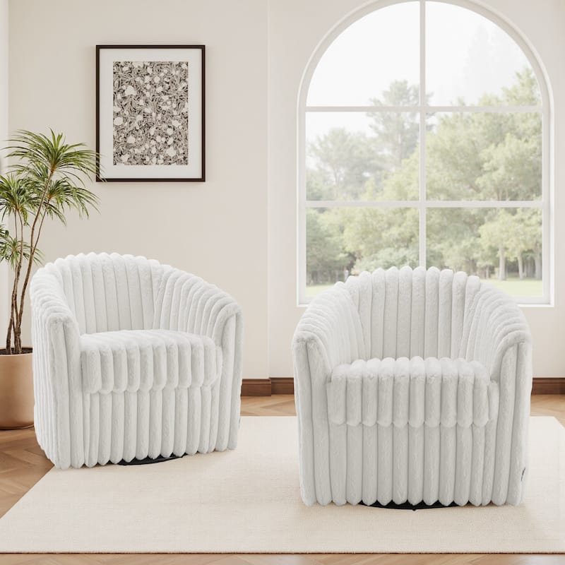 Single Sofa Armchair Swivel Barrel Chair (Set of 2)
