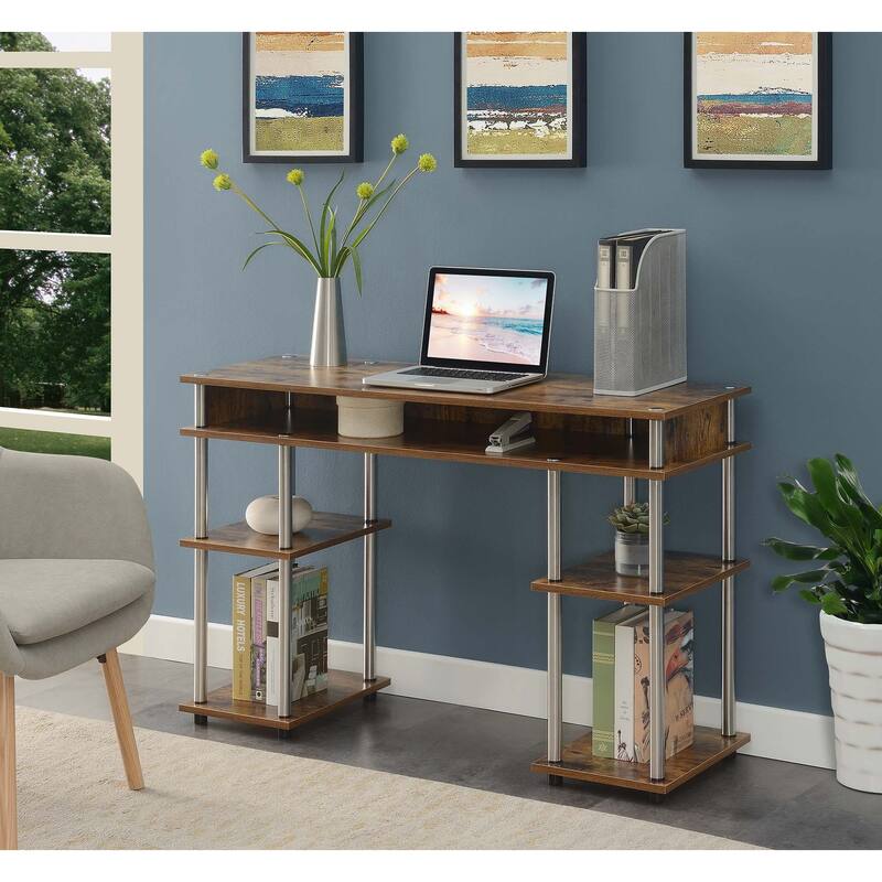 Convenience Concepts Designs2Go No Tools Student Desk with Shelves - Barnwood