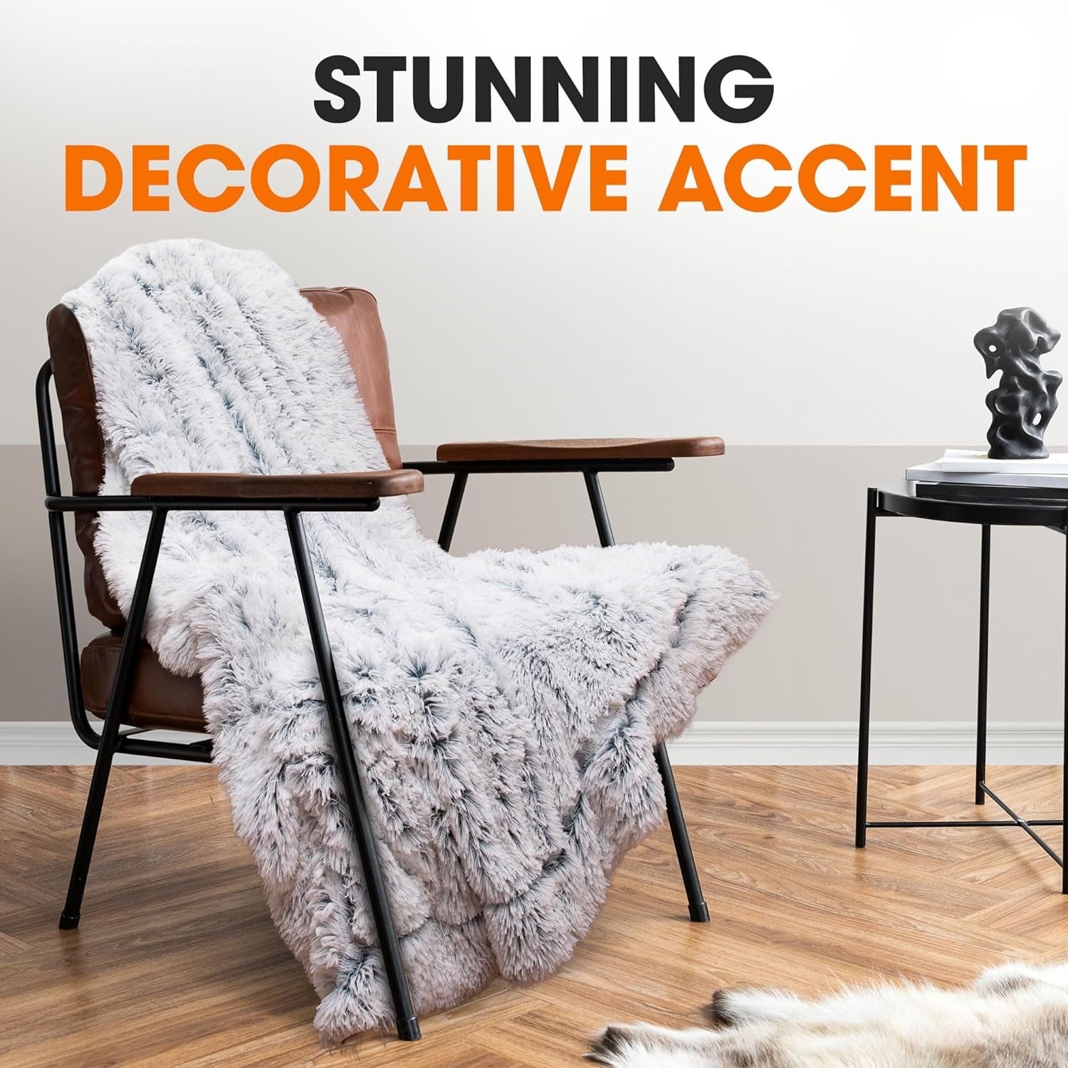 Cheer Collection Reversible Faux Fur Accent Throw Blanket-image