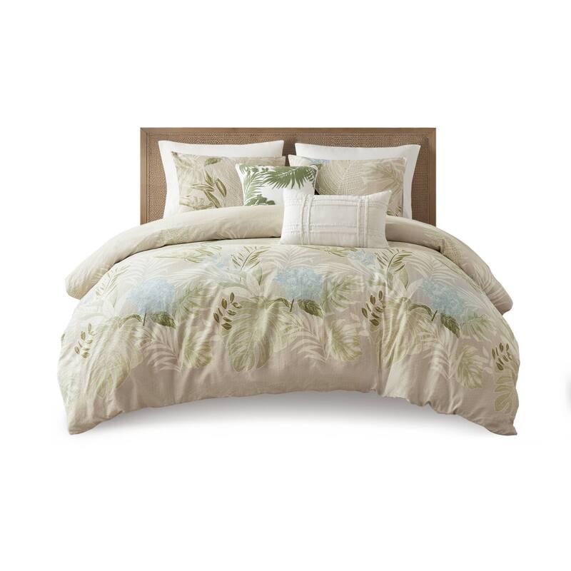 Harbor House Living Kiawah Island 5 Piece Cotton Duvet Cover Set with Throw Pillow