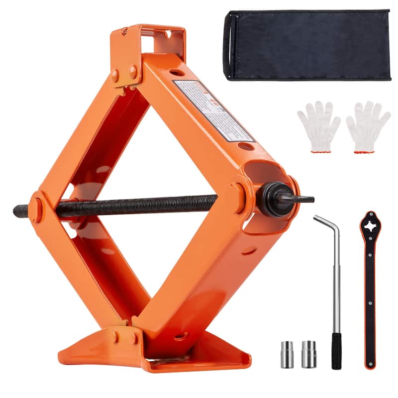 Scissor Jack Portable Tire Jack for Cars Trucks Sedans MPVs - 2.5 Ton 3.7" to 17.1" - Orange
