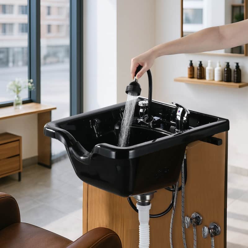WOWOW Professional Shampoo Bowl for Salon - Matte Black