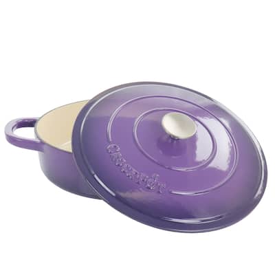Crock-Pot Artisan 2 Piece 5 Quart Enameled Cast Iron Braiser with Lid in Lavender