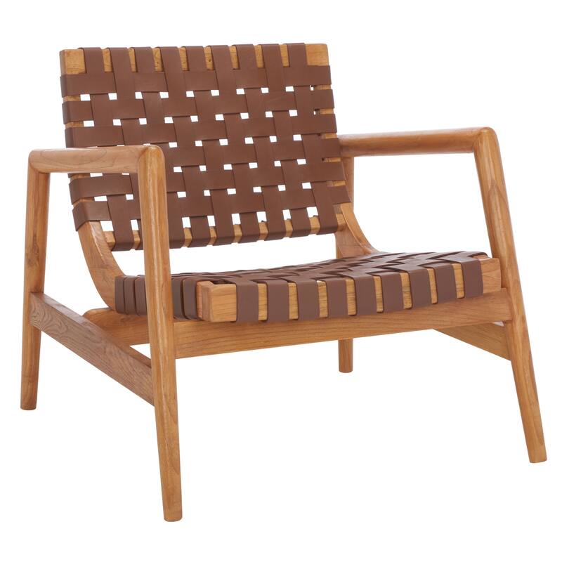 SAFAVIEH Vena Leather Woven Accent Chair - 30" W x 28" D x 28" H - 30Wx28Dx28H