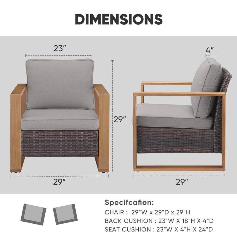 Gymojoy Patio Chairs Set of 4 All-Weather Rattan Chair