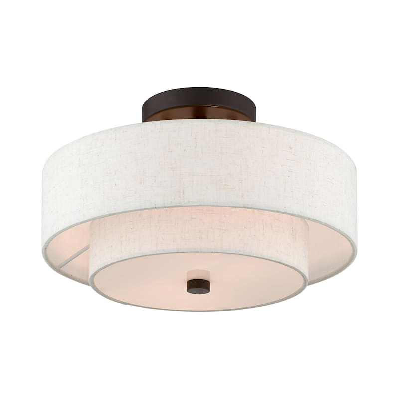 Livex Lighting Claremont 2 Light 13" Wide Semi-Flush Drum Ceiling