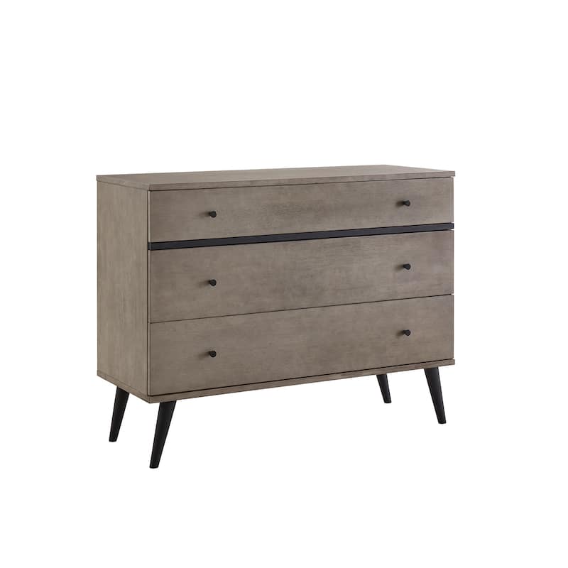 Noe Mid-Century Grey Finish 3-Drawer Dresser by iNSPIRE Q Modern - Gray Finish