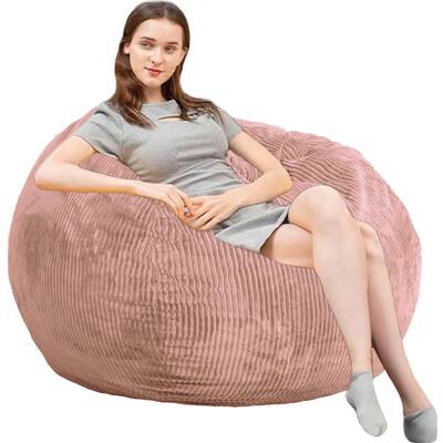 Bean Bag Chairs with Faux Rabbit Fur Cover,3 ft Giant Memory Foam Bean Bag Chairs with Filling,Ultra Soft Faux Fur Fabric