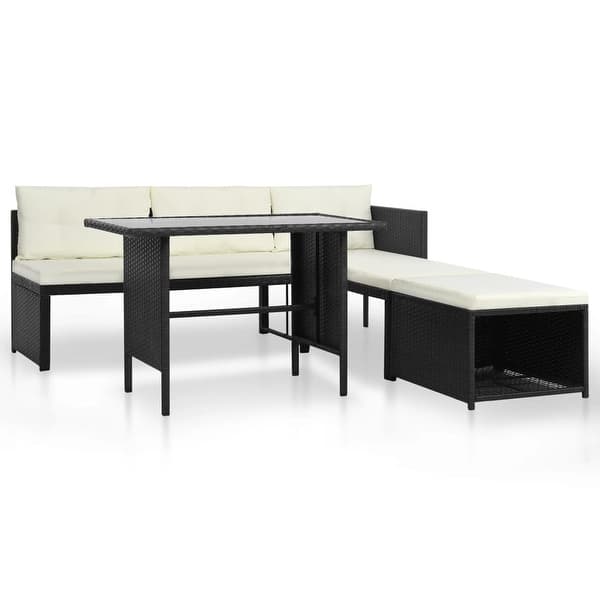 Shop Vidaxl 4 Piece Garden Lounge Set Poly Rattan Black 73 6 X 49 2 X 26 Free Shipping Today Overstock 27316231