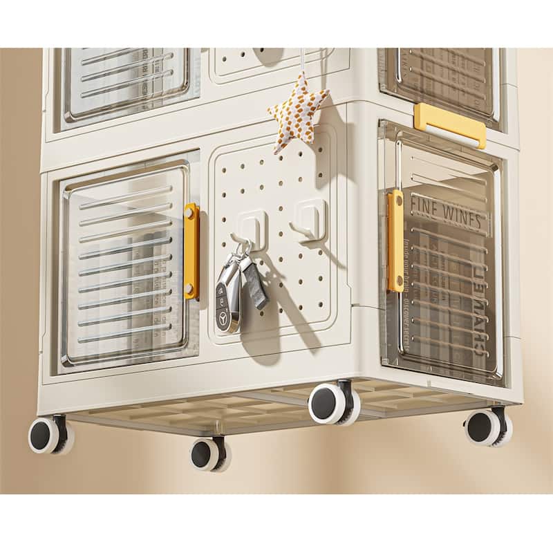 4-Tier Rolling Storage bookcase w/Wheels,Large Capacity Storage Bins