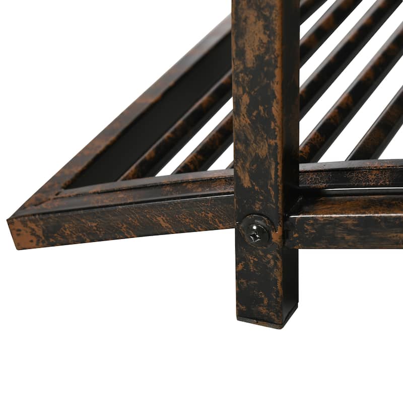 Outsunny Classic Garden Bridge with Safety Railings Arc Footbridge Decorative Pond Bridge for Backyard Creek Stream, Rust Brown