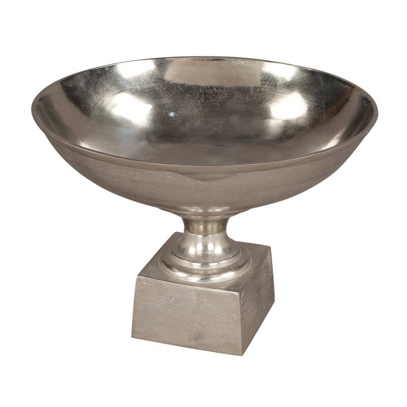Aluminum Decorative Bowl Modern Pedestal Base Home Decor - 15" Silver - 20" x 20" x 15"